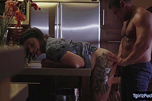 Busty Blonde Ts Analed On The Kitchen Table – Janie Blade